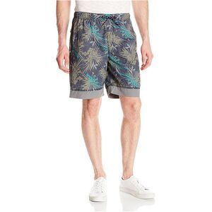 UnionBay Mens Vintage Palm Swim Bottom Board Shorts, Black, NWT